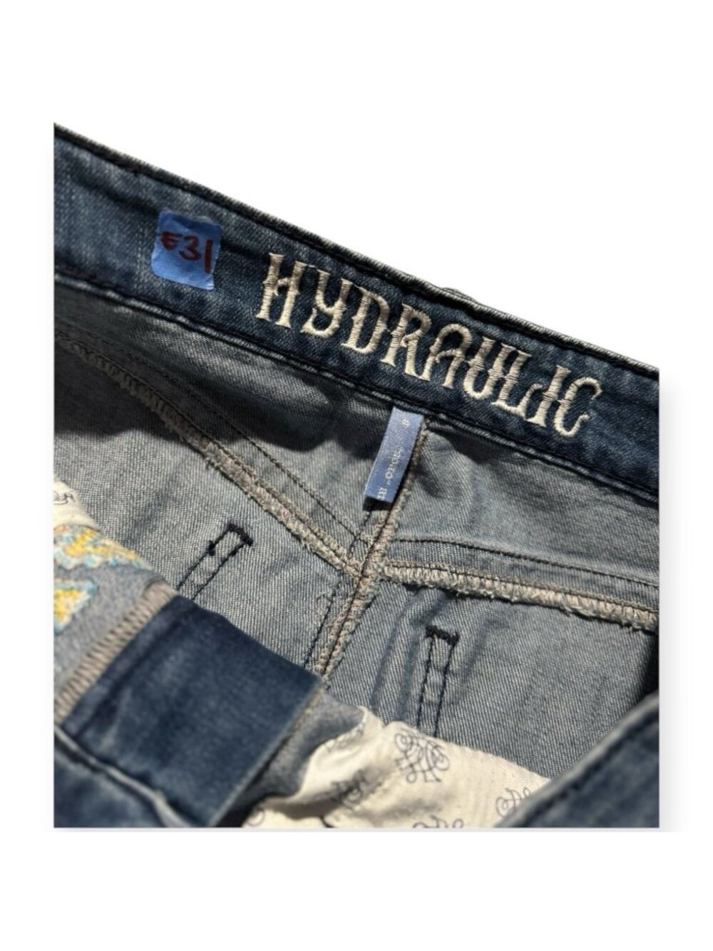 Hydraulic Wm 8 Boho Jean Denim Vintage Fade Y2K Festival Maxi Embroidered Floral - Picture 4 of 4